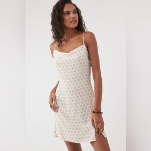 O’Neill Mini Strappy Sundress Brown and White Floral Size XL NWT Open Back